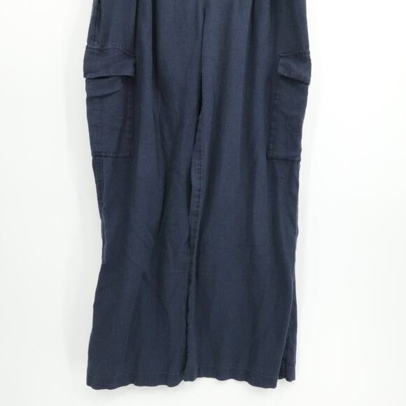 Abercombie Fitch Pants Womens Medium Blue Cargo Linen Blend Ultra Wide Leg - Picture 3 of 13